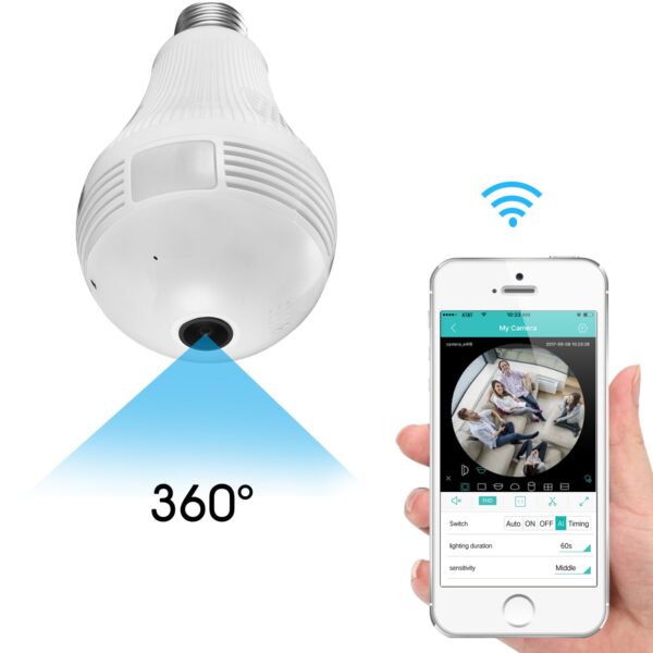 Lampada Câmera Segurança Espia Ip Wifi 360 Led Hd Panorâmica